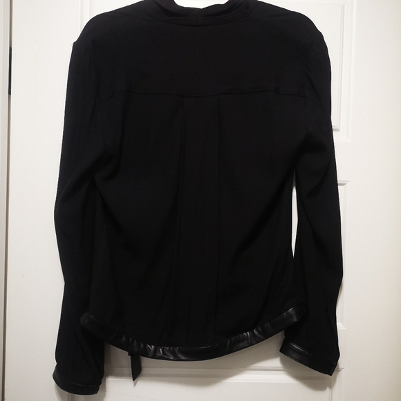 Helmut Lang Wrap Style Leather Trim Blouse - Picture 7 of 8
